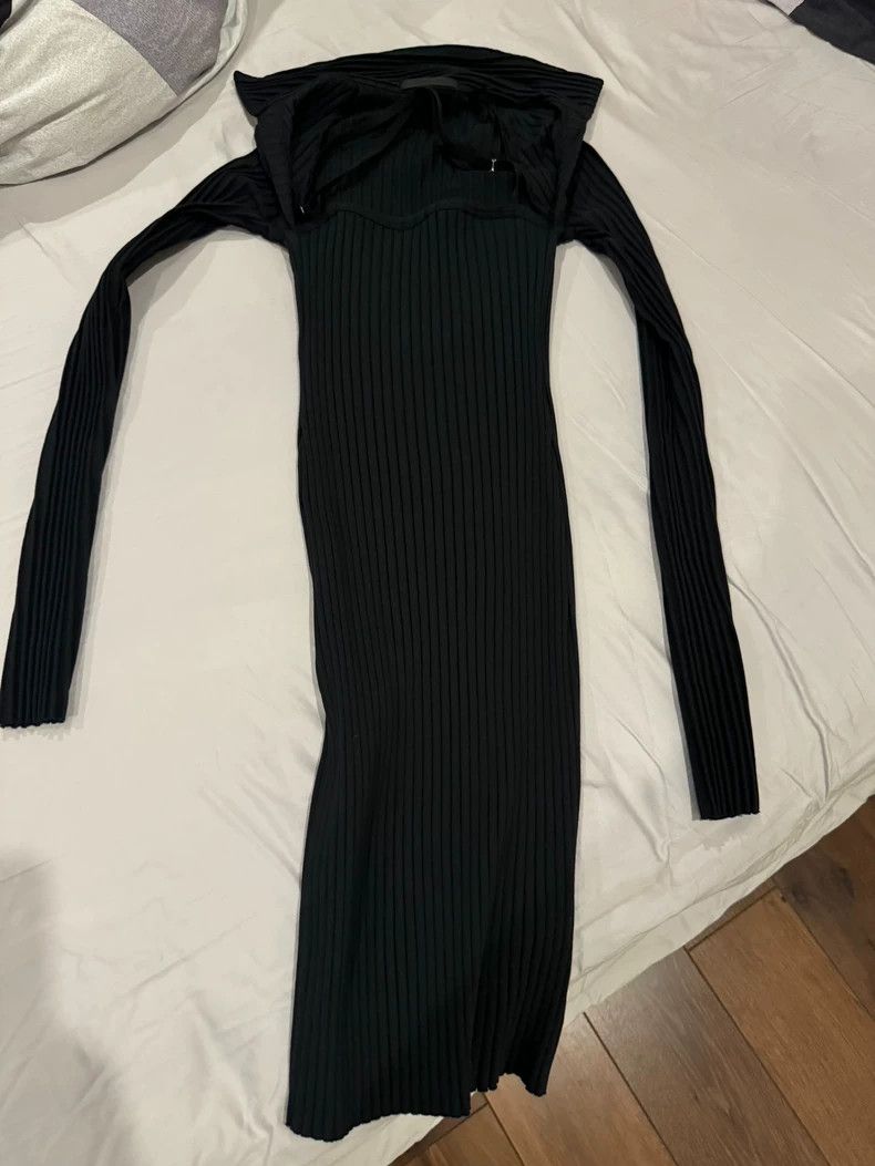 HELMUT LANG Ribbed Long Sleeve Dress - dmc