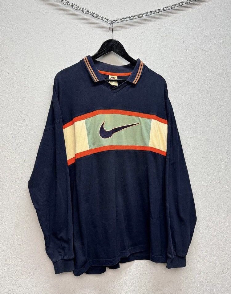 Nike × Vintage Nike Rugby Vintage Sweatshirt Polo Y2K Size US L / EU 52-54 / 3 - 1 Thumbnail