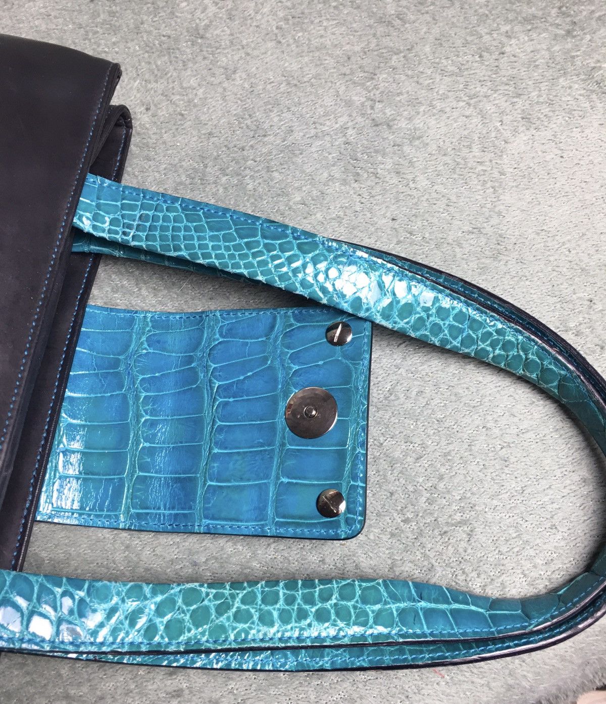 Bvlgari BVLGARI Black Rubber Leather Crocodile Vintage Bag Size ONE SIZE - 9 Thumbnail