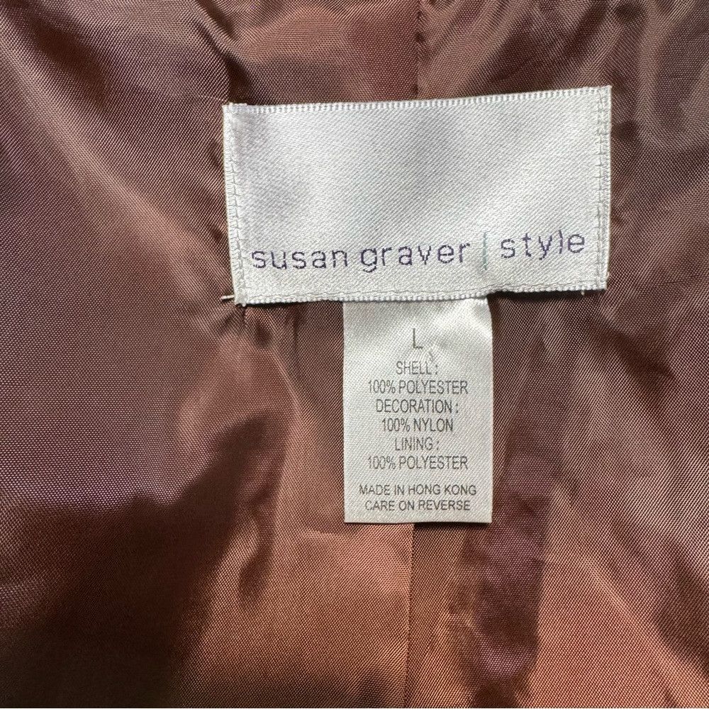 Other Susan Graver Brown Black Floral Velvet Burnout Jacket Size Size L / US 10 / IT 46 - 8 Thumbnail