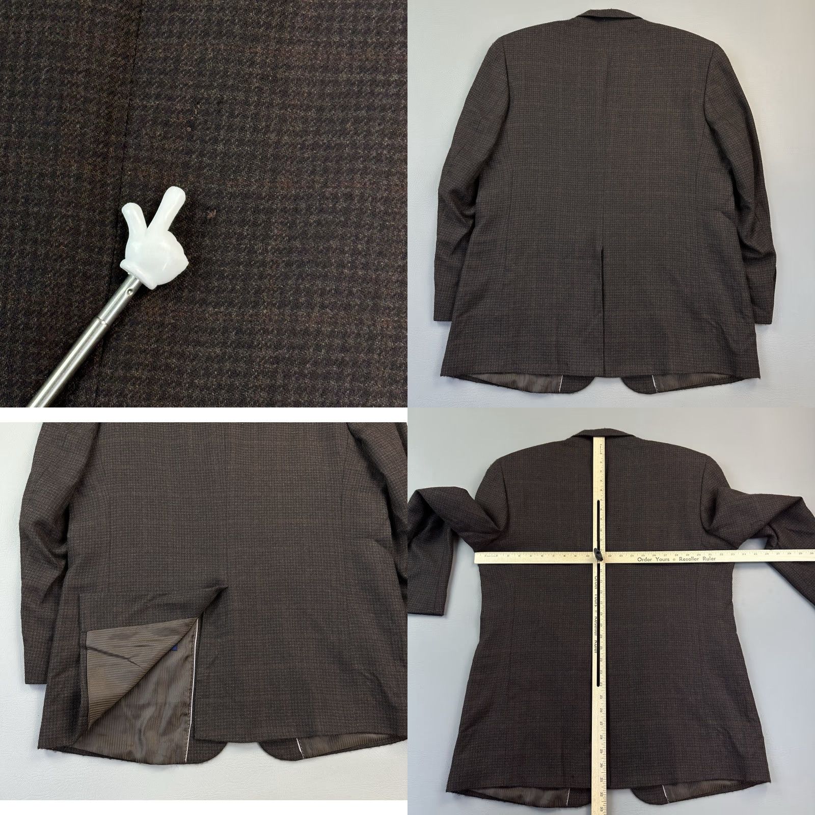 Vintage Alan Flusser Sport Coat Mens 44R Brown Plaid Wool Cashmere Blazer Jacket Casual Size 44R - 9 Thumbnail