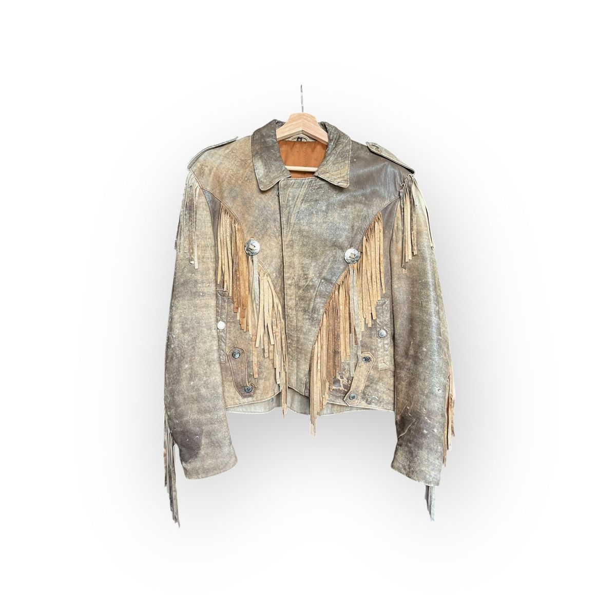 Vintage Vintage Leather Fringe Western Motorcycle Jacket Size US S / EU 44-46 / 1 - 1 Thumbnail