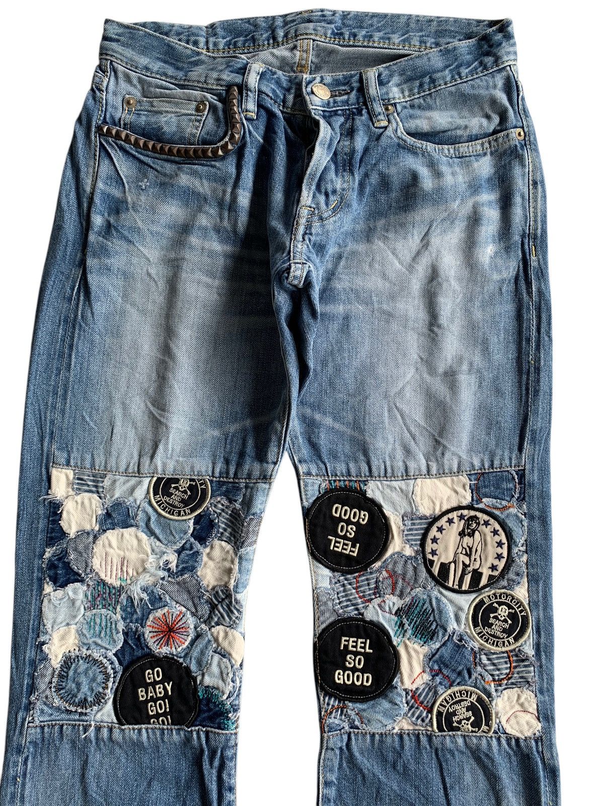 Hysteric Glamour × Japanese Brand HYSTERIC GLAMOUR REWORK LOW RISE SELVEDGE DISTRESSED DENIM🎌 Size US 27 - 6 Thumbnail