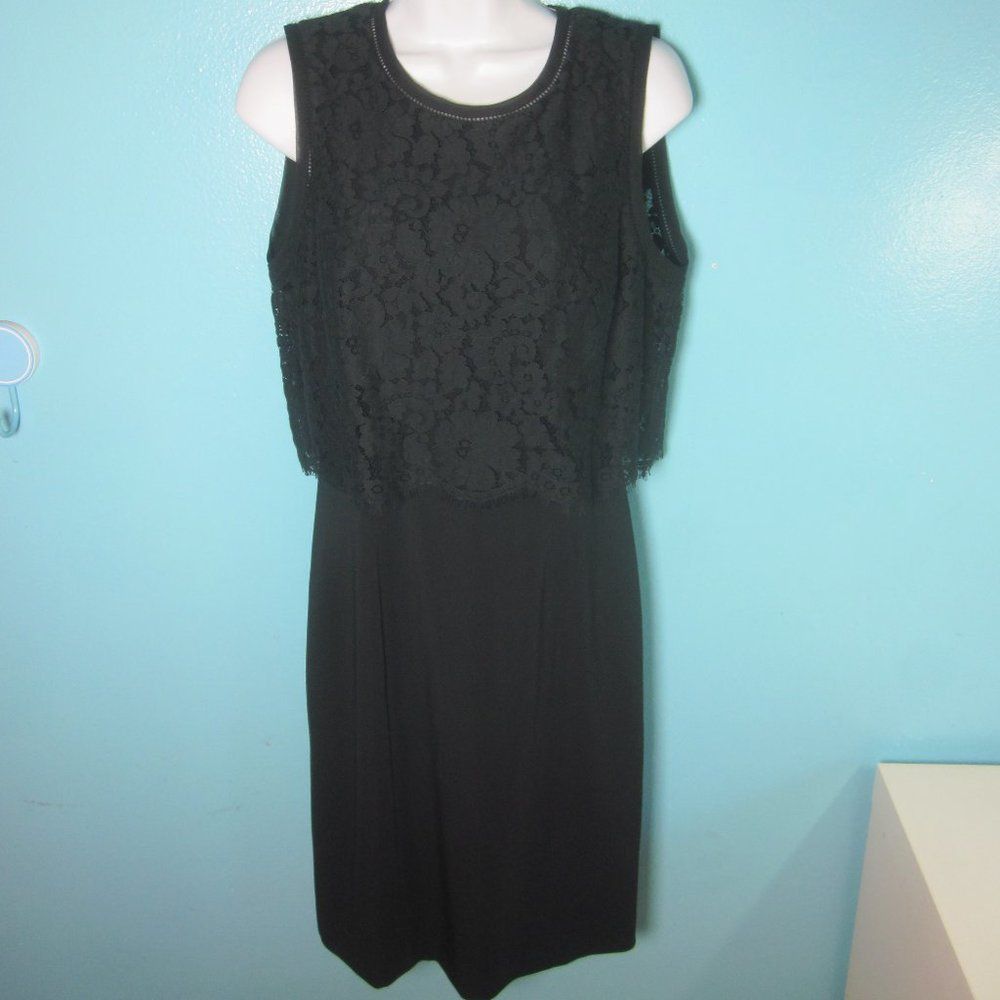 Rebecca Taylor Rebecca Taylor Womens Size 4 Black Sheath Dress with Lace Ov Size S / US 4 / IT 40 - 10 Thumbnail