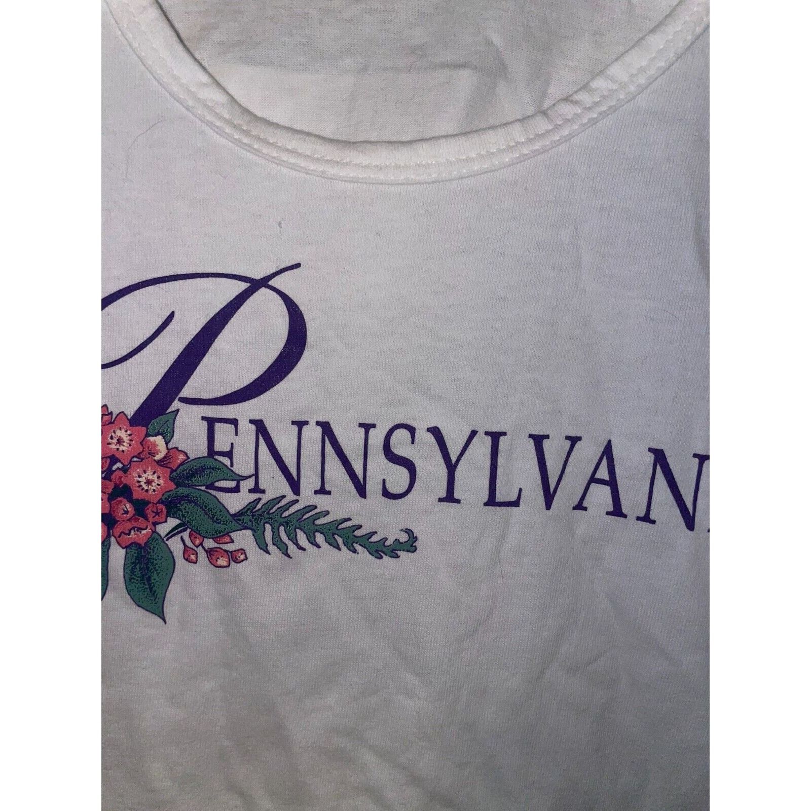 Vintage Womens Vintage Pennsylvania Shirt Flower State Top Tee 90s L Size L / US 10 / IT 46 - 3 Thumbnail