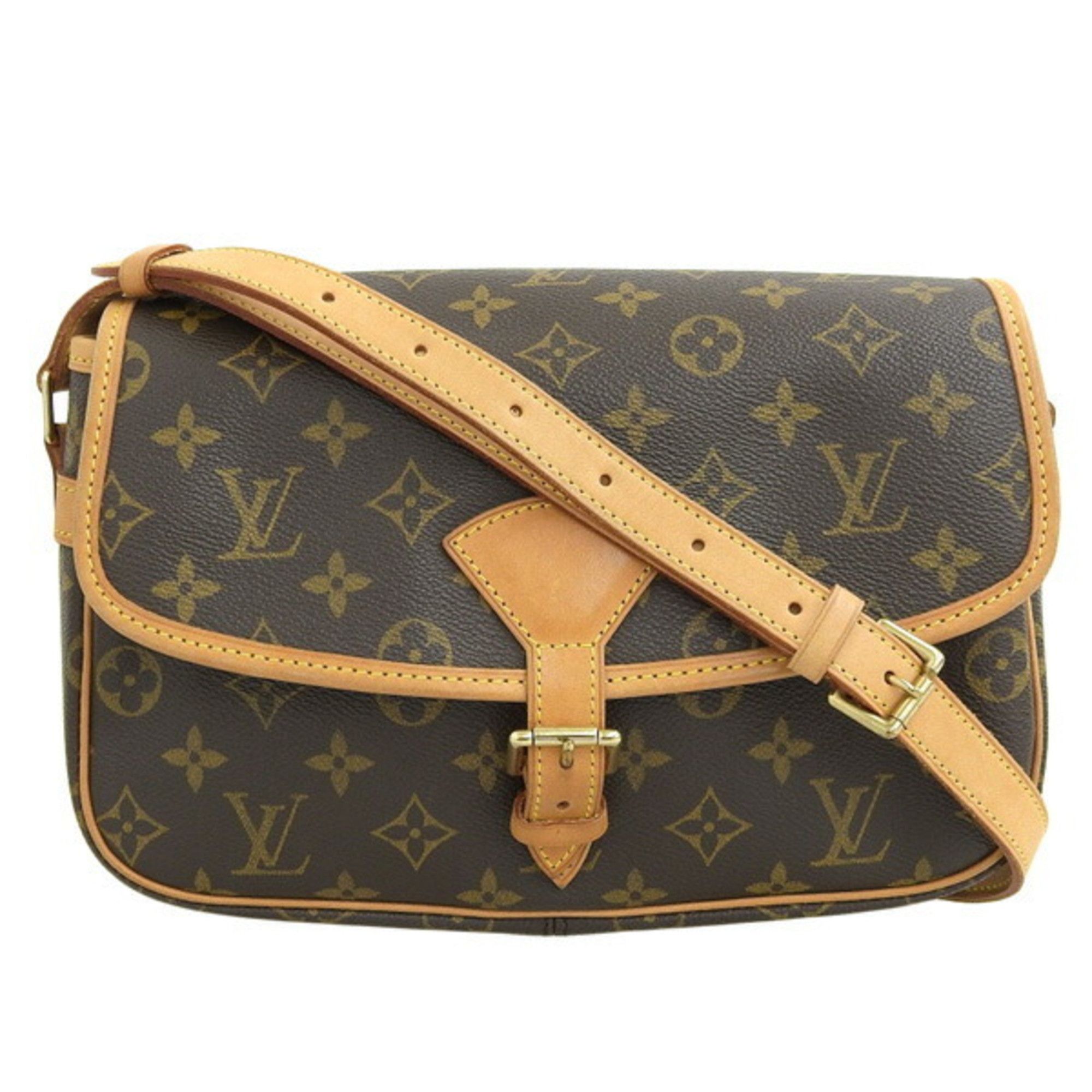 Authenticated Used Louis Vuitton Handbag Marel Brown Beige Monogram M51157  Canvas Nume VI1004 LOUIS VUITTON Flap Belt One Shoulder Bag LV 