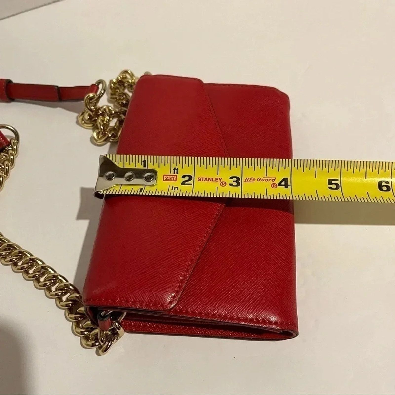 Michael Kors Michael Kors Cross Grain Leather Red Crossbody Chain Strap Size ONE SIZE - 7 Thumbnail