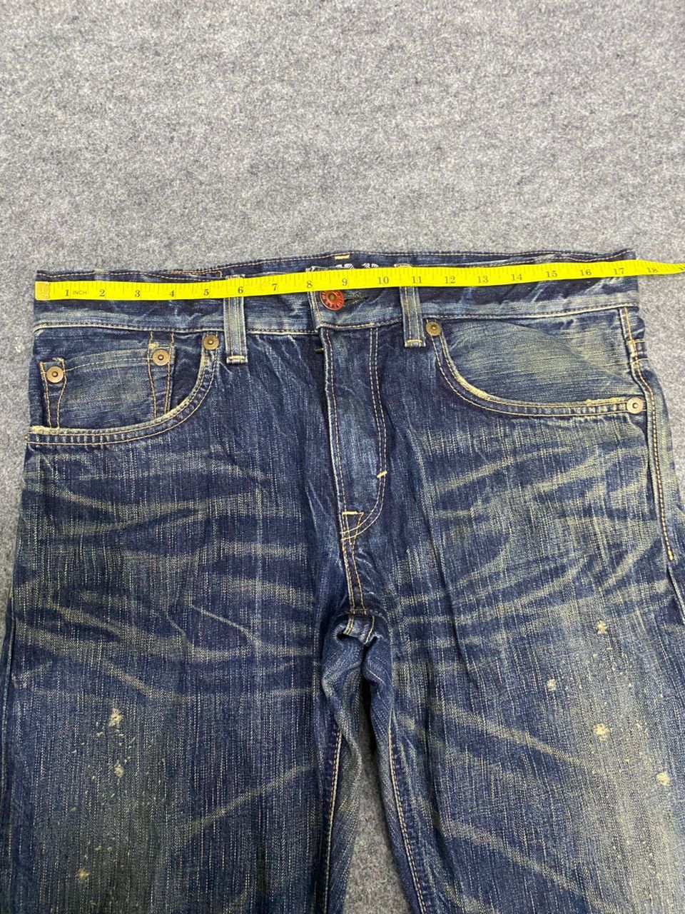 Edwin 💥Flare💥Vintage Edwin 503 Blue Trip Distressed denim Size US 35 - 4 Thumbnail