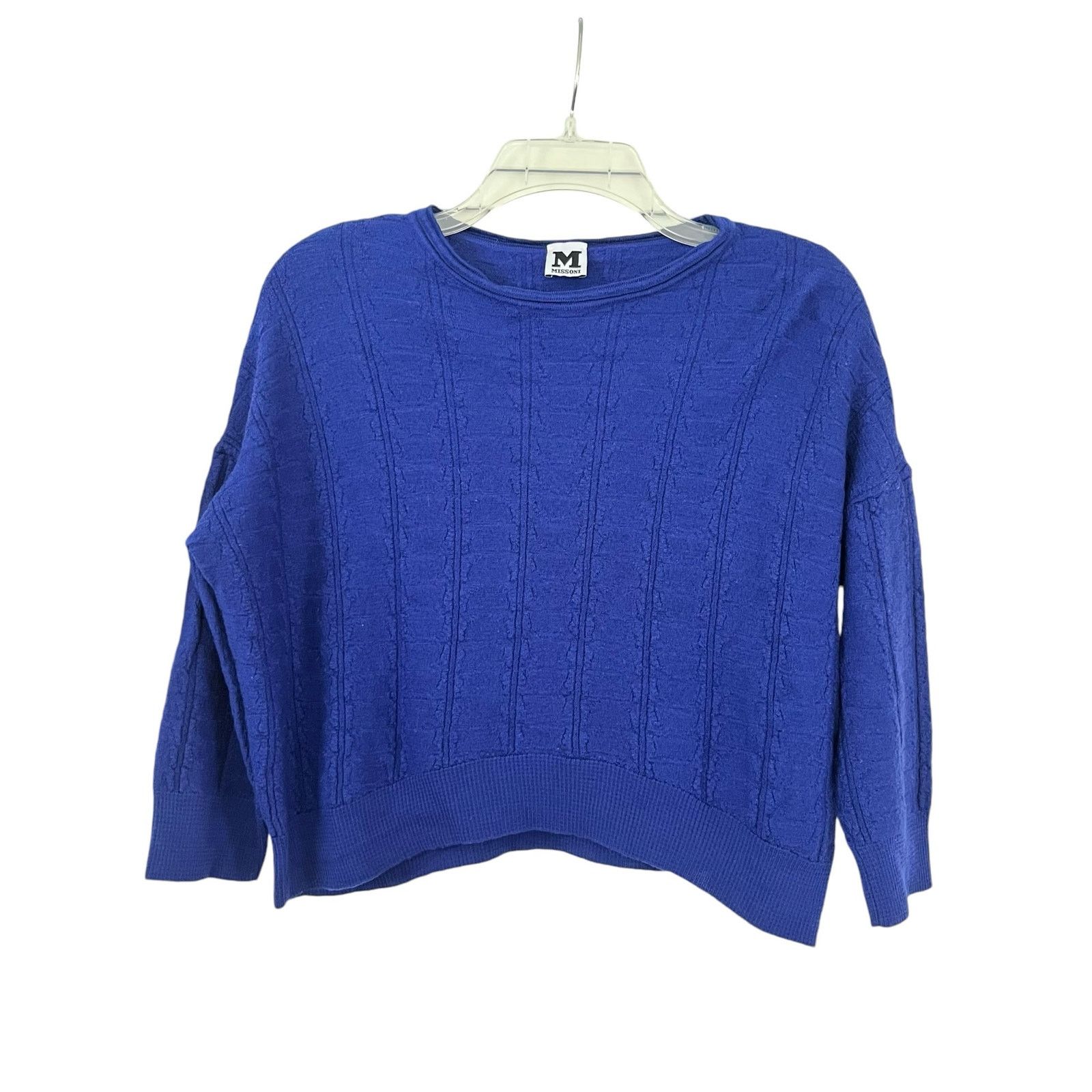 Missoni M Missoni Royal Blue Boxy Fit Wool Blend Crewneck Sweater Size L / US 10 / IT 46 - 1 Thumbnail