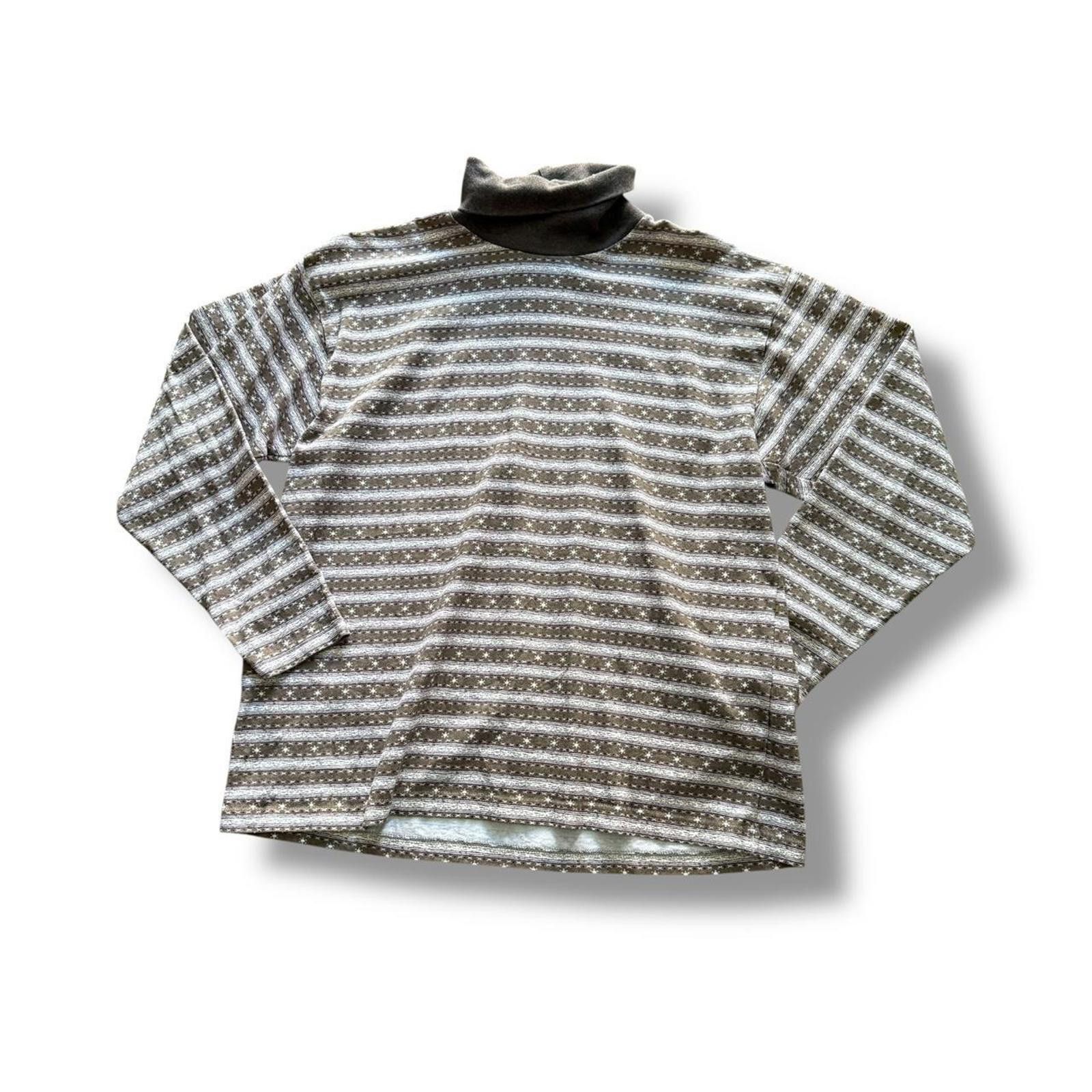 Northern Reflections Vintage Brown Pattern Turtleneck Tee Size XL / US 12-14 / IT 48-50 - 1 Thumbnail