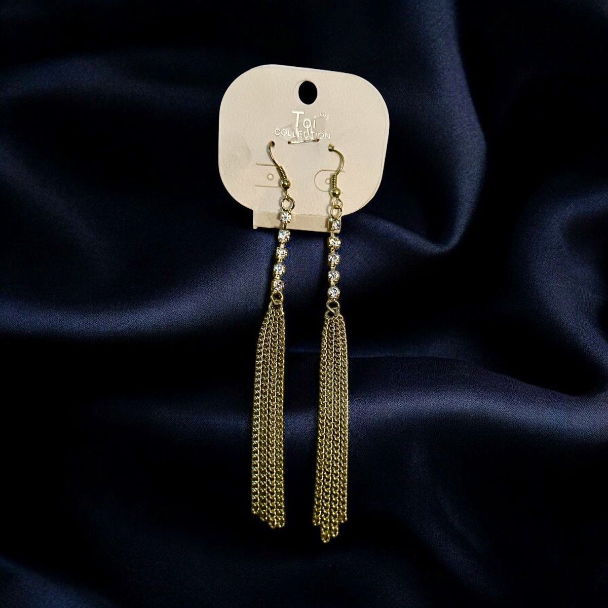 Other Long gold tone rhinestones and chains dangle earrings Size ONE SIZE - 1 Thumbnail