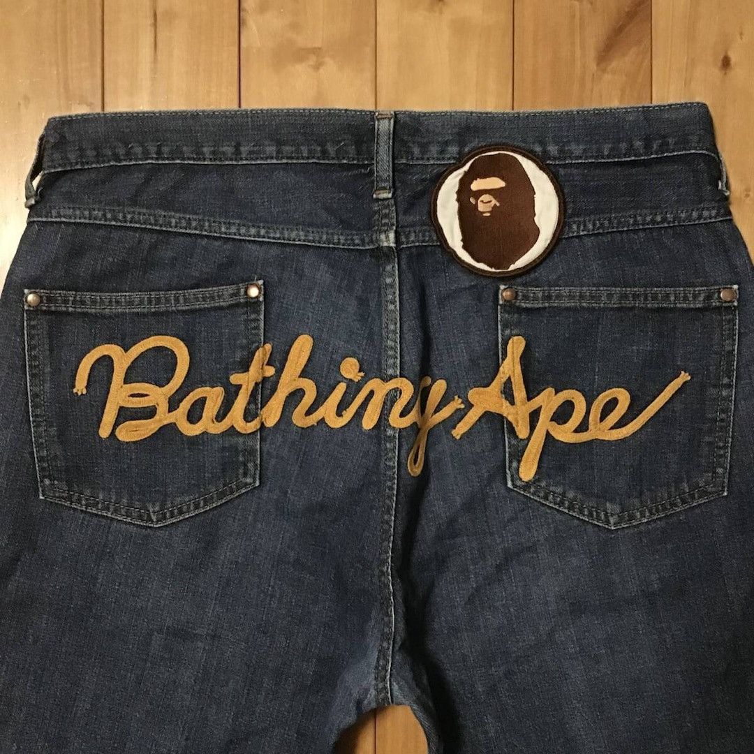 Bape BAPE Logo Embroidered Denim Shorts a bathing ape ★size L Size US 34 / EU 50 - 3 Thumbnail