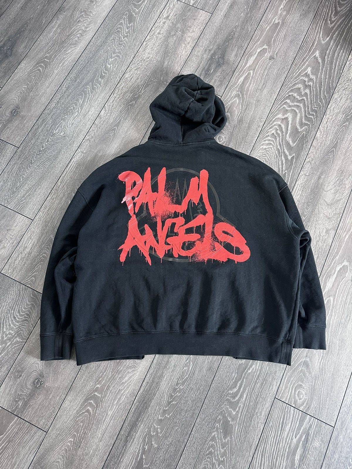 image of Palm Angels X Moncler Genius Oversized Hoodie in Black, Men's (Size Medium)