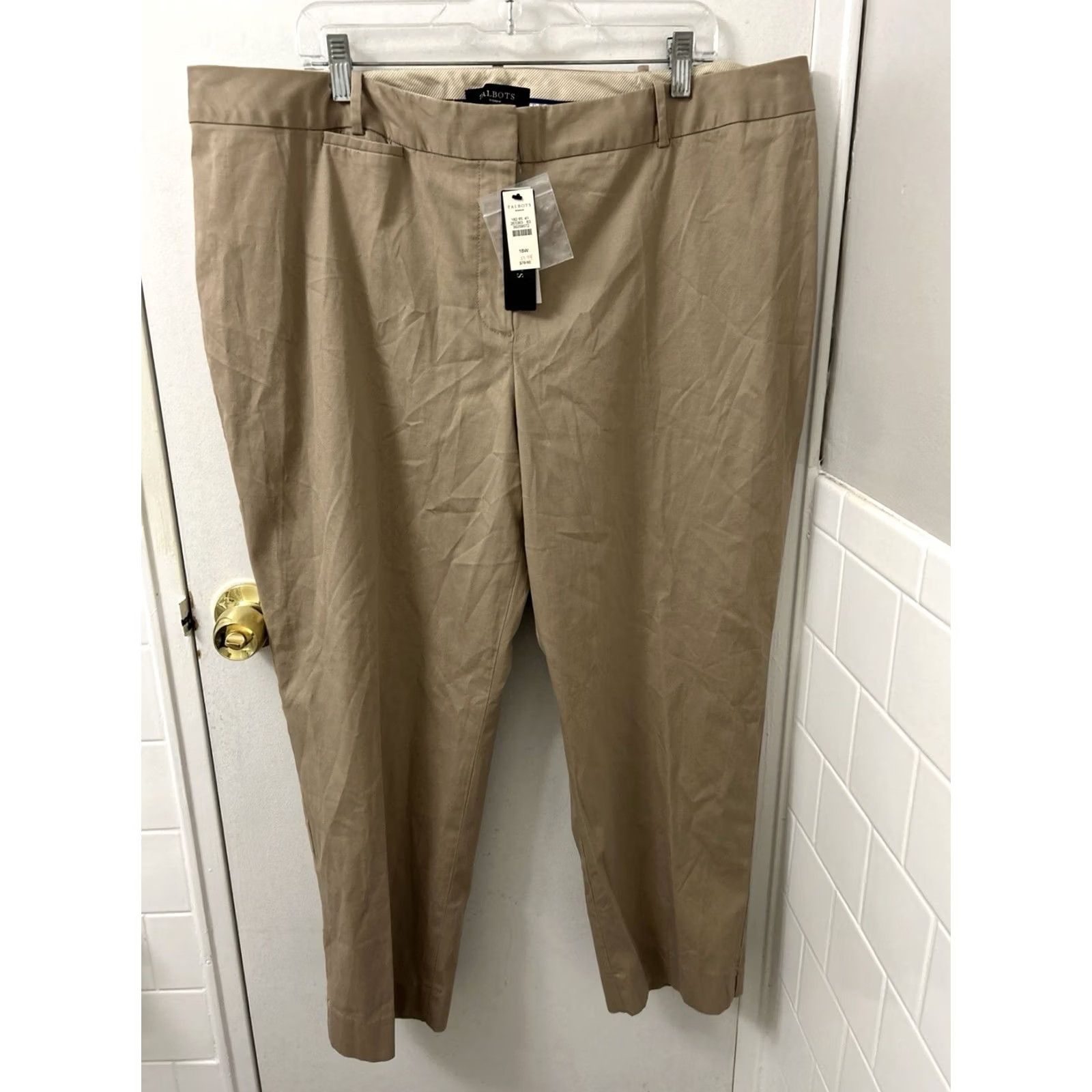 Talbots Talbots Heritage Pants Womens Sz 18W Tan Khaki Stretch Cotton Chino NWT 0 MSRP Size 40" / US 18 - 2 Thumbnail