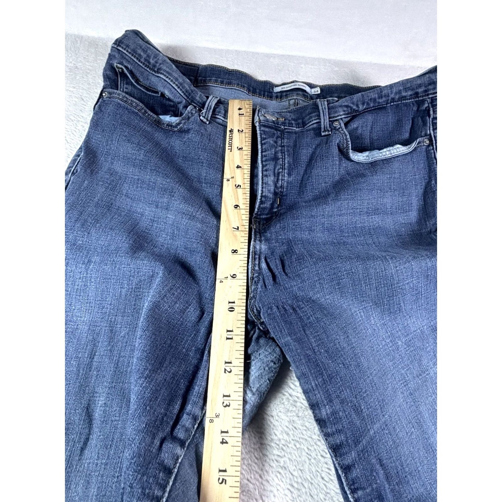 Levi's Levi's 311 Shaping Skinny Jeans Women's 34x32 Dark Wash Distressed Denim Blue Size 24" / US 00 / IT 34 - 3 Thumbnail