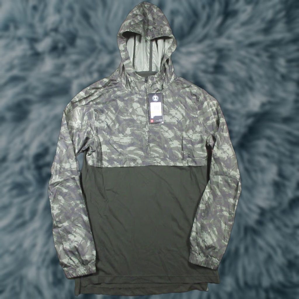 Under Armour Under Armour Hooded Windbreaker Men S Camouflage 1/2 Zip Stretch Anorak Jacket, Green, XS? Size US S / EU 44-46 / 1 - 1 Thumbnail