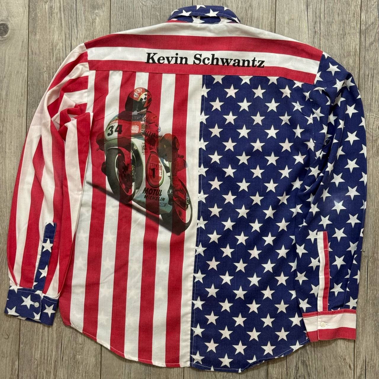 Vintage Vintage Kevin Schwantz Racing Americana Shirt Size US XL / EU 56 / 4 - 4 Thumbnail