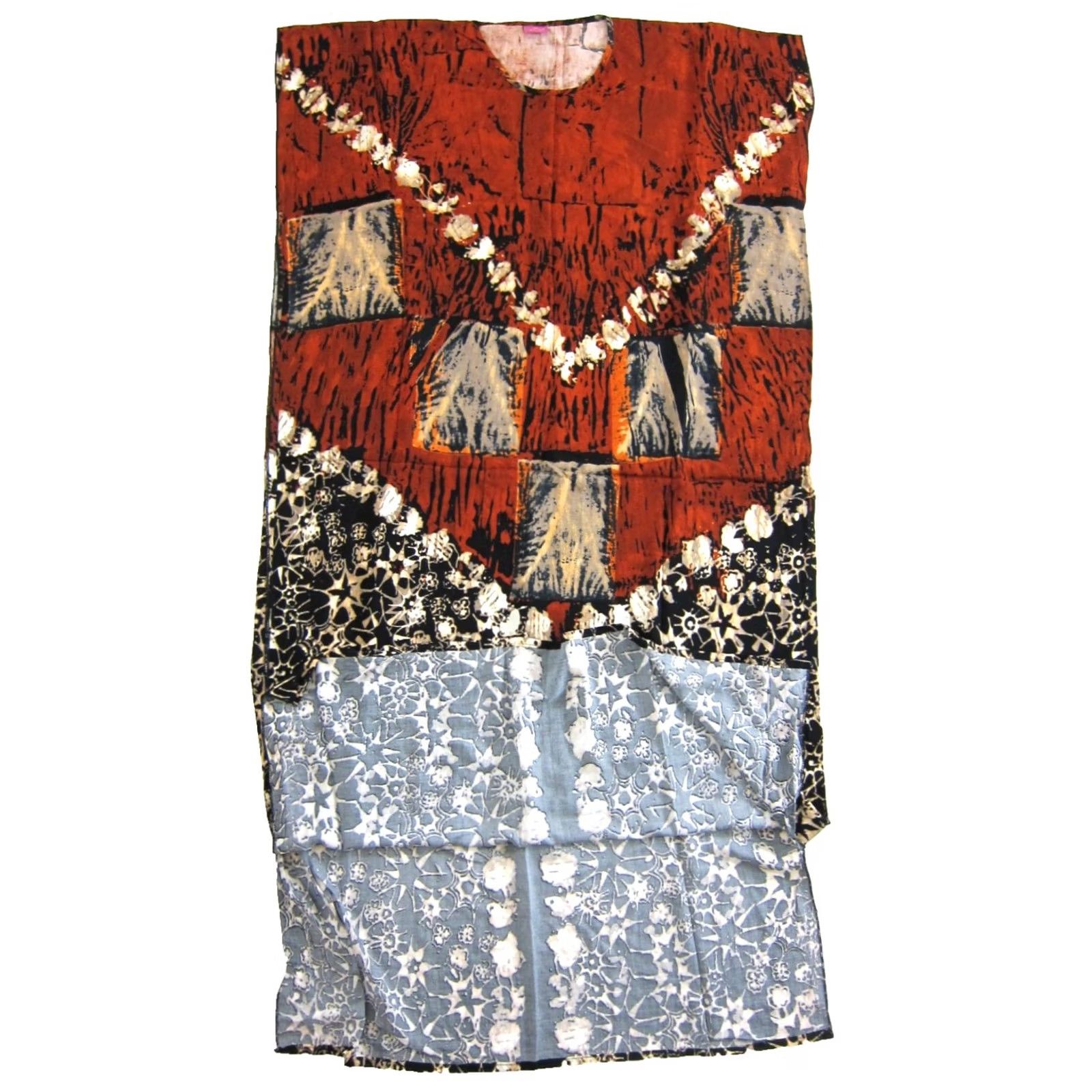 Vintage VINTAGE Di Yashu Kaftan Maxi Shirt Dress L-XL Geometric Art 100% Rayon Brown Black Ivory Women Size L / US 10 / IT 46 - 5 Thumbnail