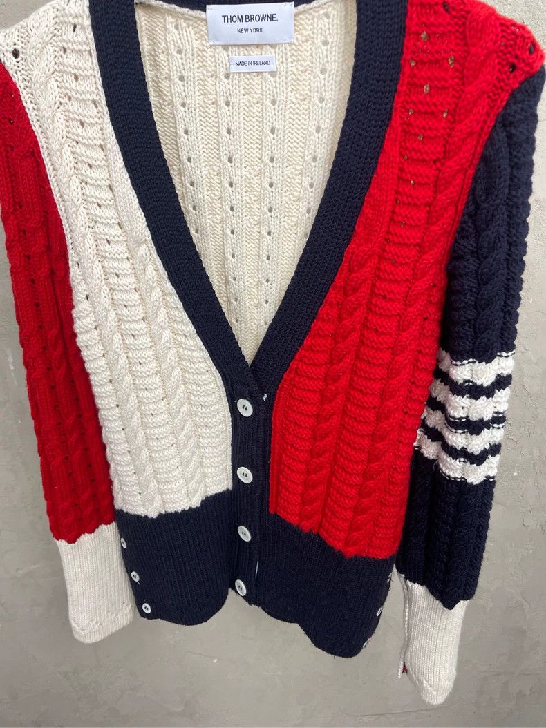 Thom Browne Thom Browne American red and Tibetan blue blended wool swe Size XS / US 0-2 / IT 36-38 - 3 Thumbnail