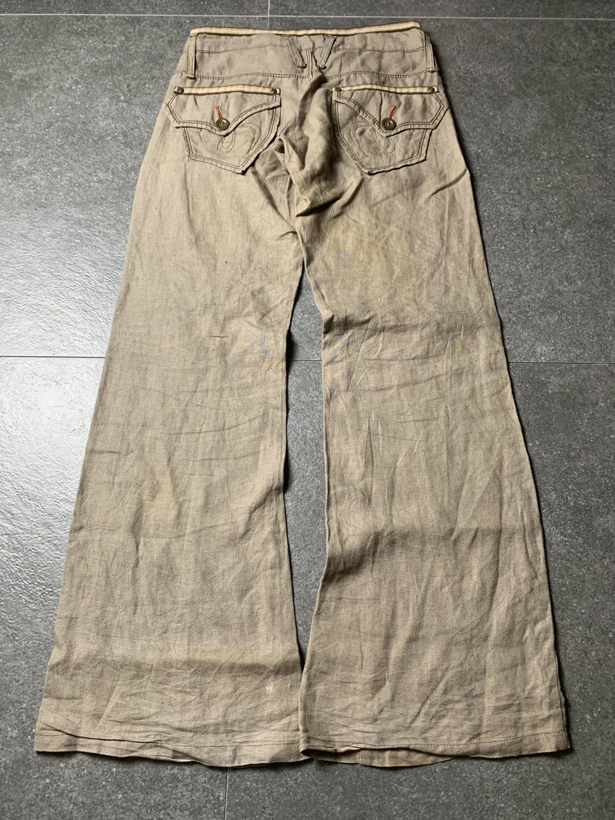 If Six Was Nine 2000s Et Boite Japan Linen Flared Pants Like GOA Size US 27 - 9 Thumbnail