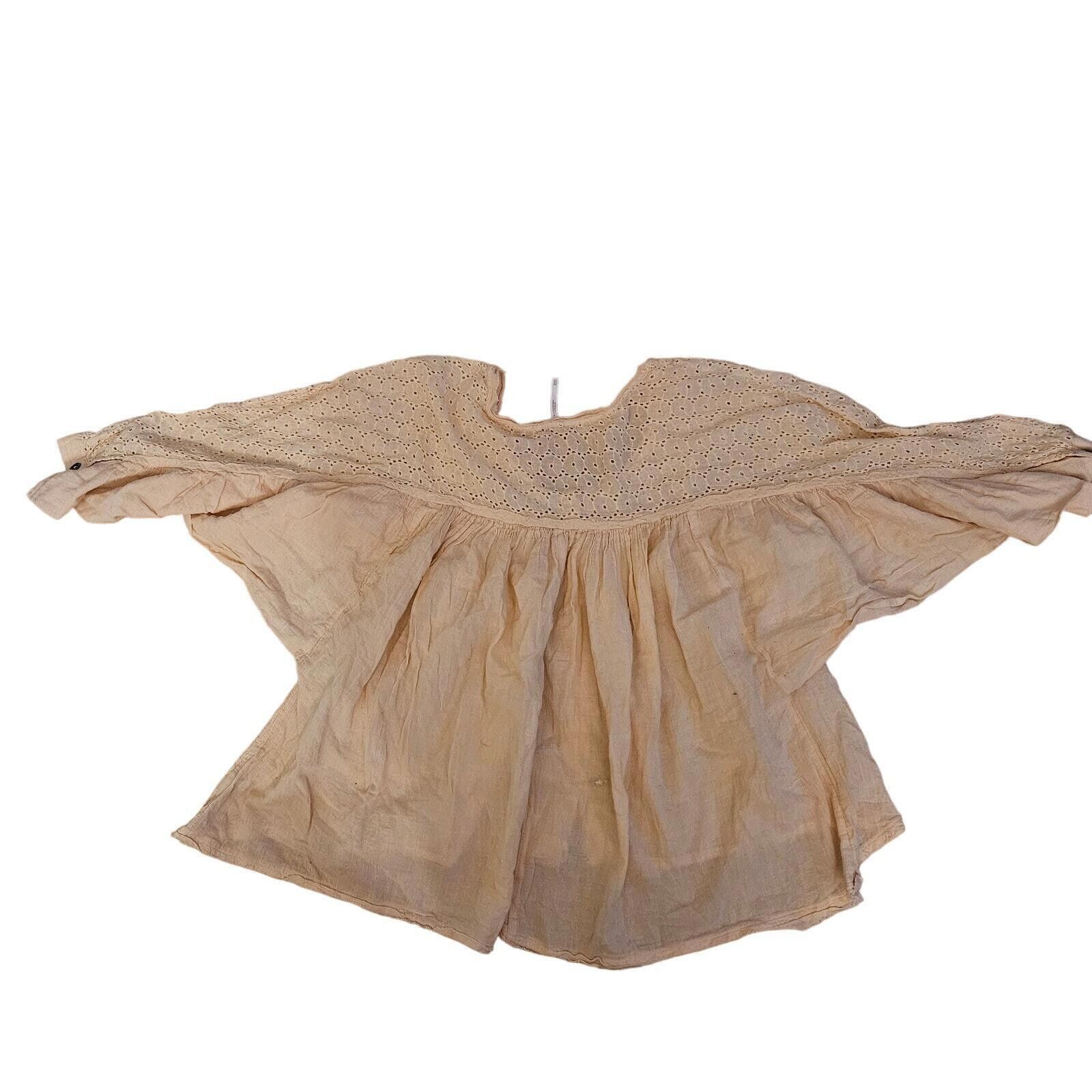 Free People Free People Boho Top Front Button Eyelet Peach Size X Small Size XS / US 0-2 / IT 36-38 - 2 Thumbnail