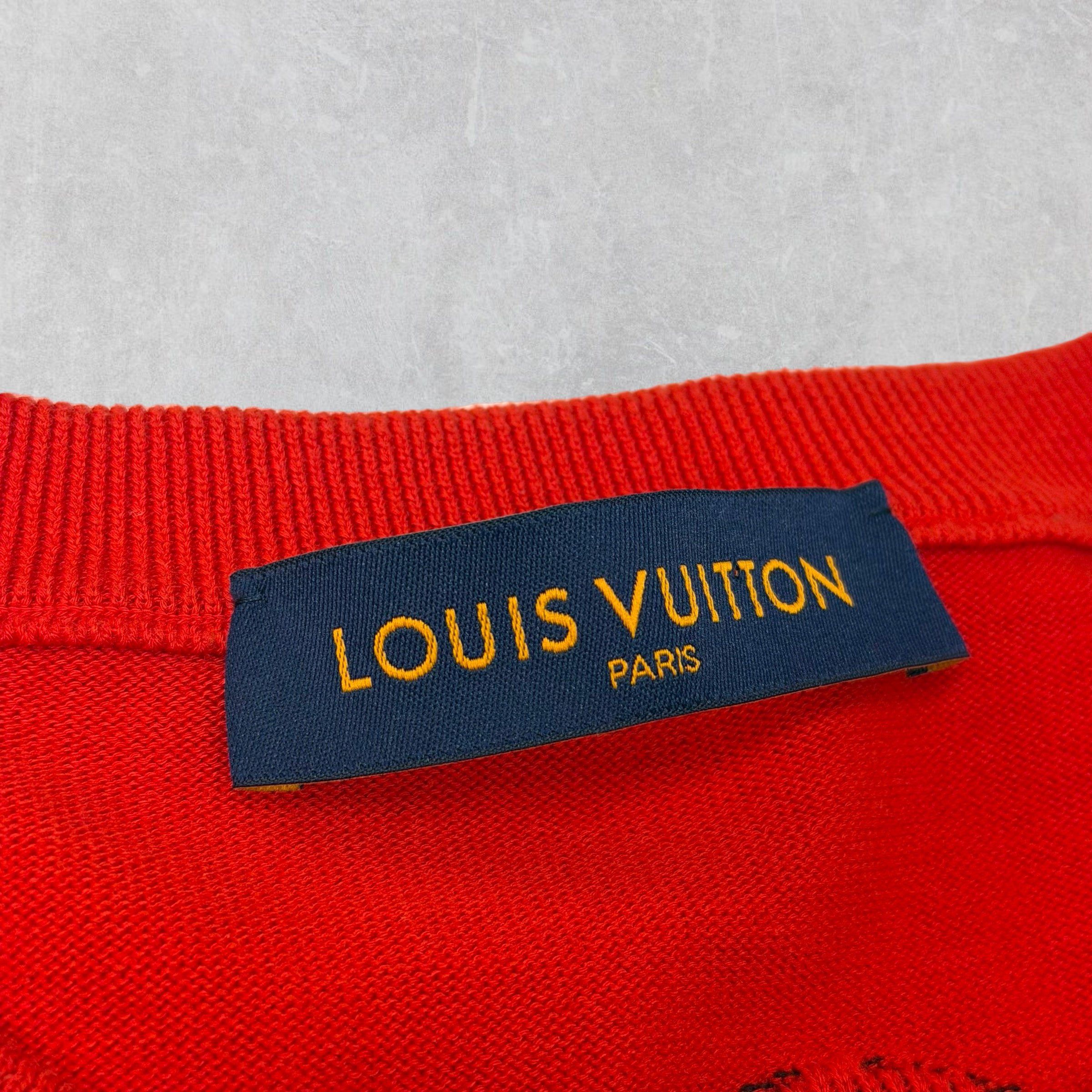 Louis Vuitton Louis Vuitton Intarsia Graphic Tee Red XXL Size US XXL / EU 58 / 5 - 5 Thumbnail