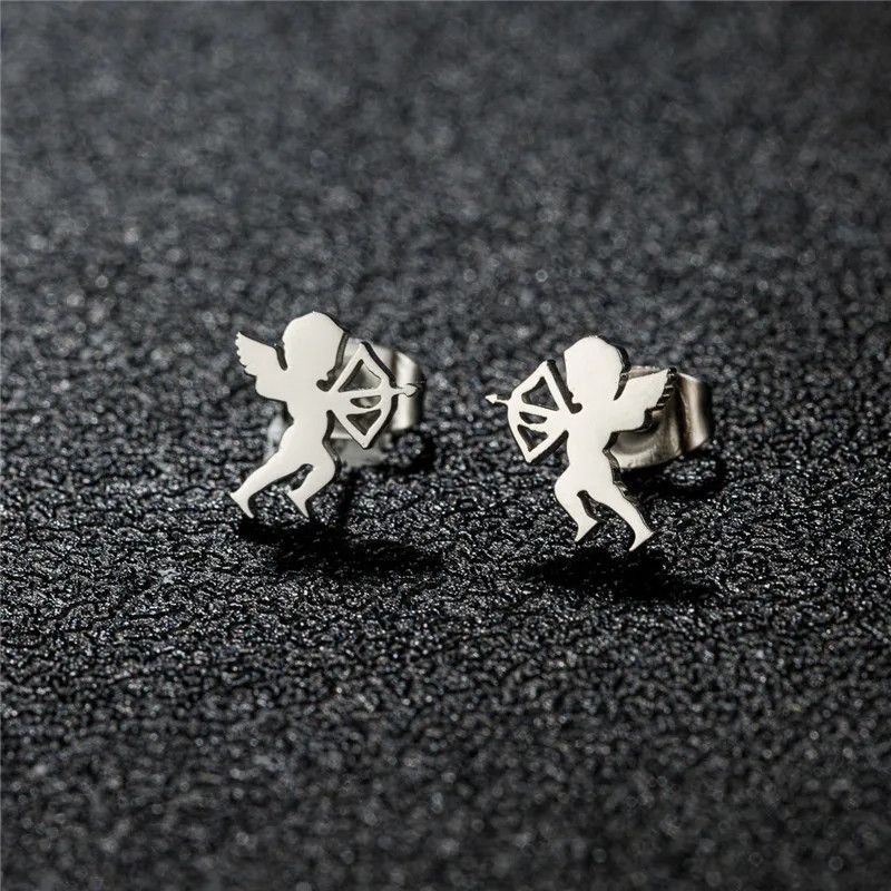 Jewelry Romantic Cupid Angel Stud Earrings Charm Earring Gift Size ONE SIZE - 1 Thumbnail
