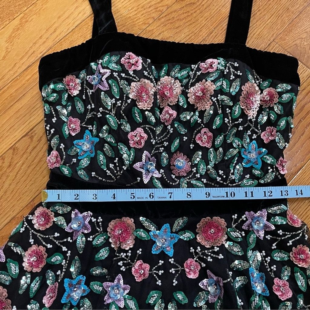 Mac Duggal Mac Duggal Sequin Floral Mesh Cocktail Dress Sz 6 Whimsigoth Size M / US 6-8 / IT 42-44 - 6 Thumbnail
