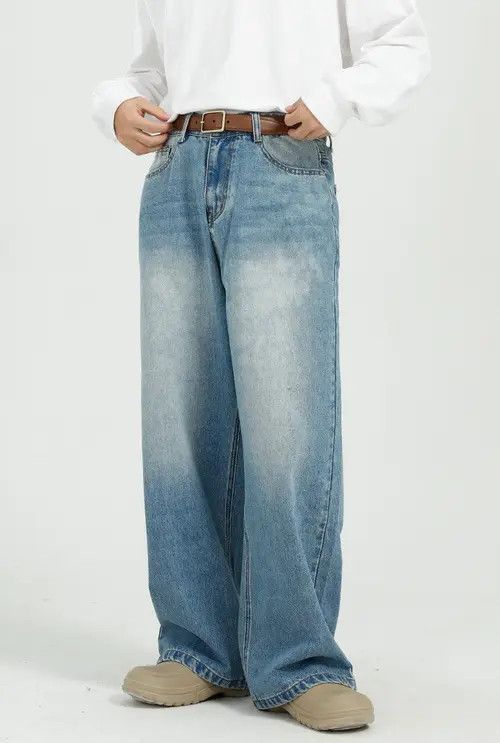 Japanese Brand × Jean Loose and versatile blue straight-leg wide-leg jeans Size US 32 / EU 48 - 1 Thumbnail