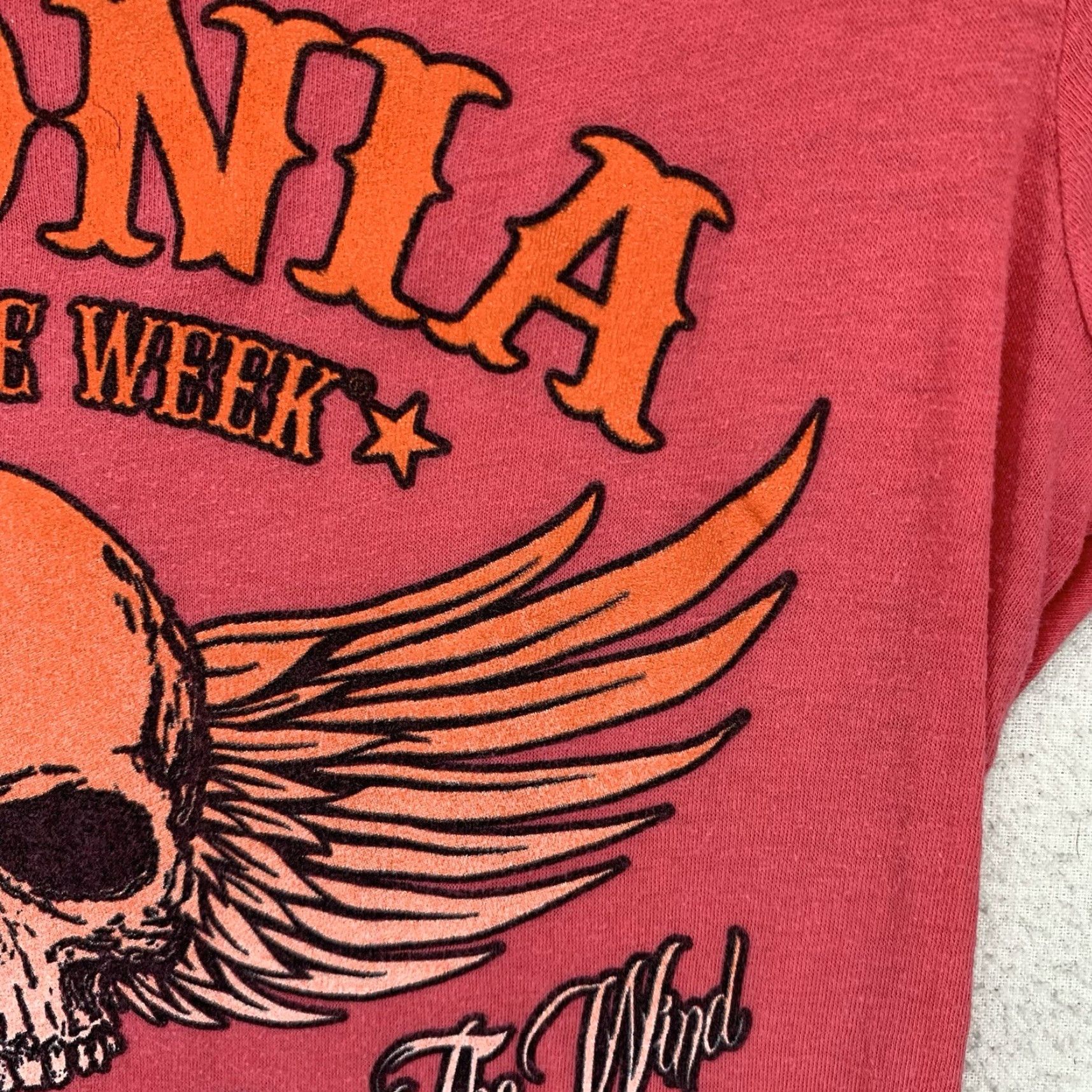 Vintage VINTAGE Laconia Motorcycle Biker Shirt Small Red Skull Wings Graphic Cap Sleeve Womens Size S / US 4 / IT 40 - 7 Thumbnail