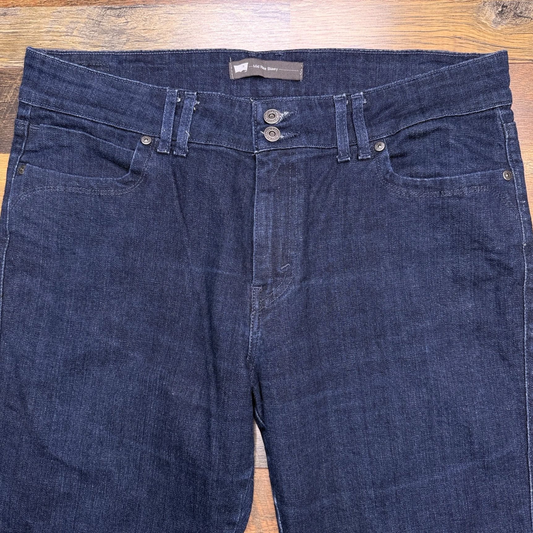 Levi's Levis Mid Rise Skinny Jeans Womens 16M Stretch Dark Wash Denim Jeans Blue 5-Pocket Design Zip Fly City Regular Womens Size 38" / US 16 / IT 52 - 4 Thumbnail