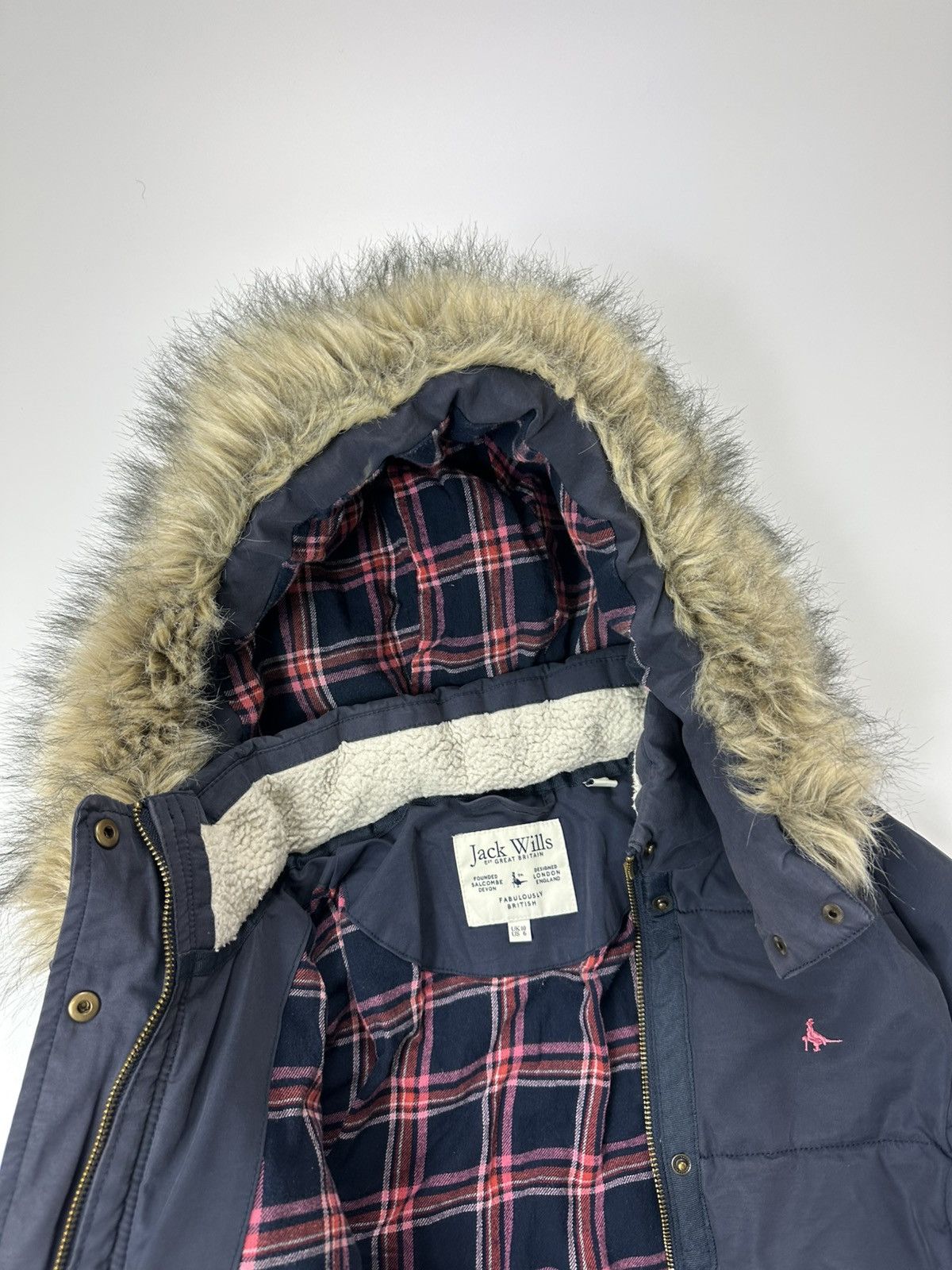 Jack Wills Jack Wills Faux Fur Jacket Logo Blue Y2K Style Size M / US 6-8 / IT 42-44 - 10 Thumbnail