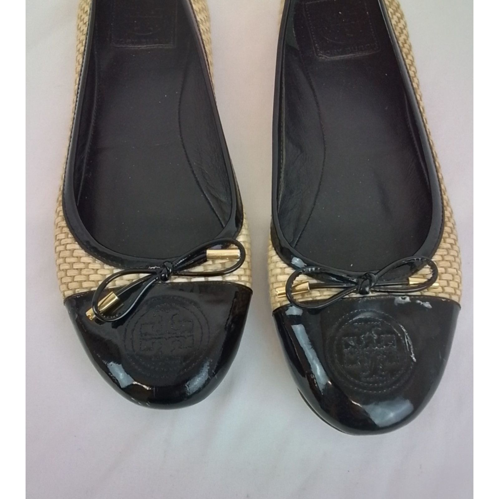 Tory Burch Tory Burch Leather Flat Women's US 10 Black Beige Espadrille Size US 10 / IT 40 - 8 Thumbnail