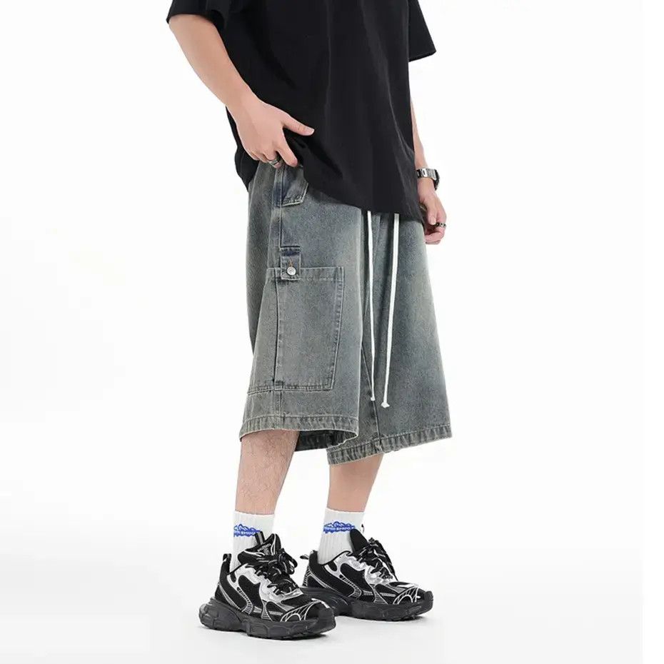 Japanese Brand × Vintage Wide Leg Baggy Y2K Drawstring Cargo Jorts Size US 30 / EU 46 - 1 Thumbnail