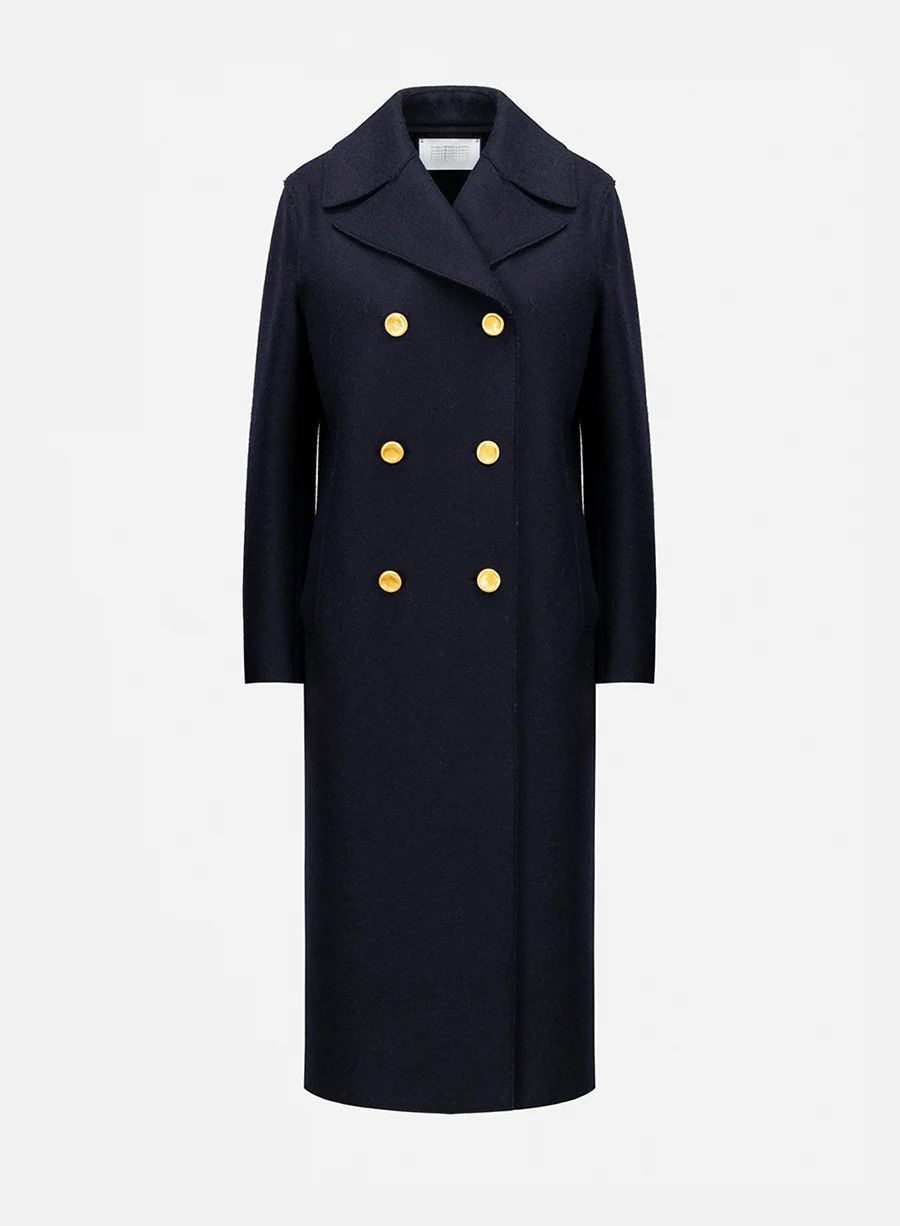 Harris Wharf London o1s22i1n1024 Double-Breasted Pressed Wool Coat in Blue Size S / US 4 / IT 40 - 1 Thumbnail