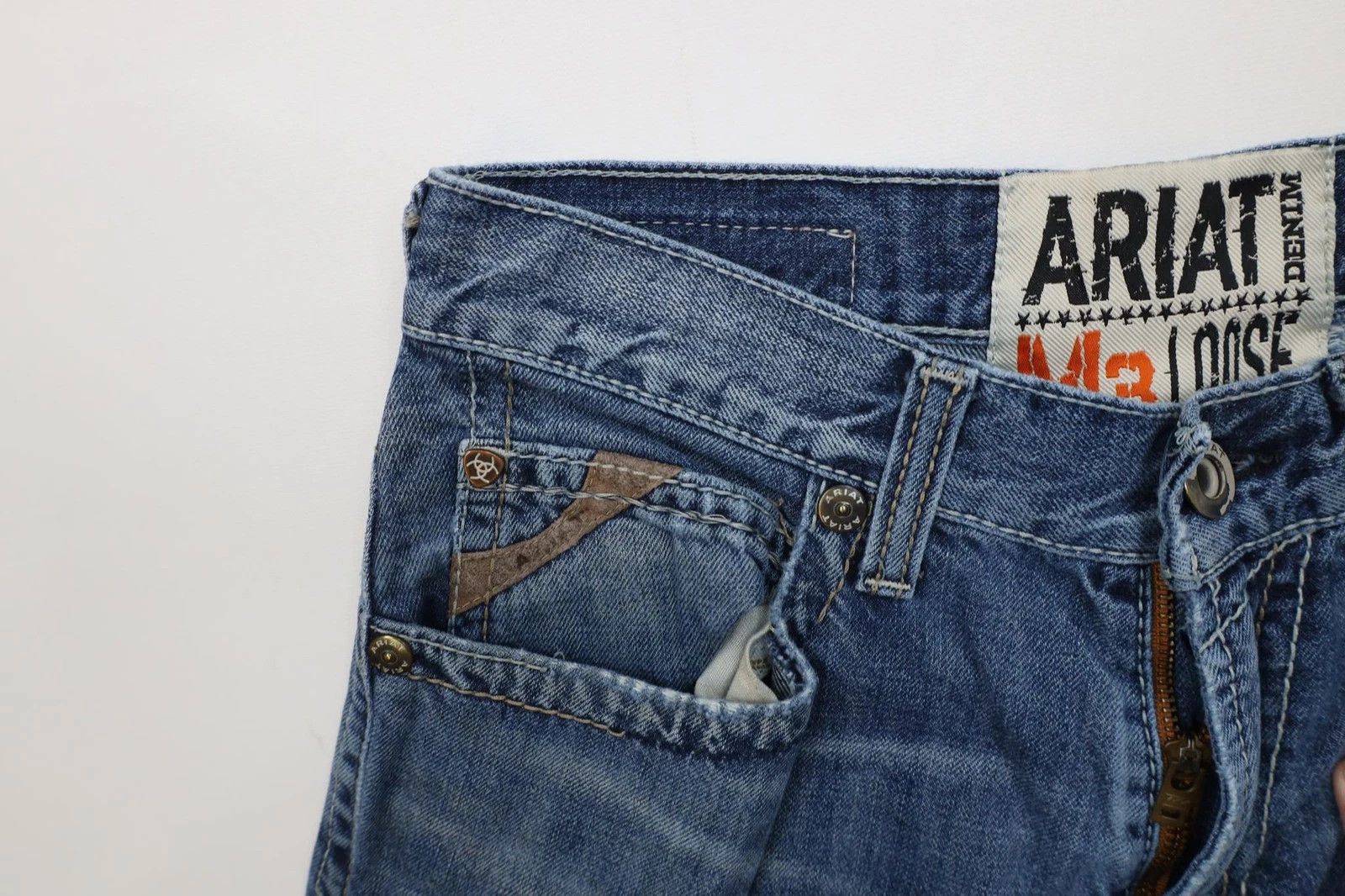 Ariat Ariat M3 Loose Fit Thick Stitch Wide Leg Denim Jeans Blue Size US 29 - 9 Thumbnail