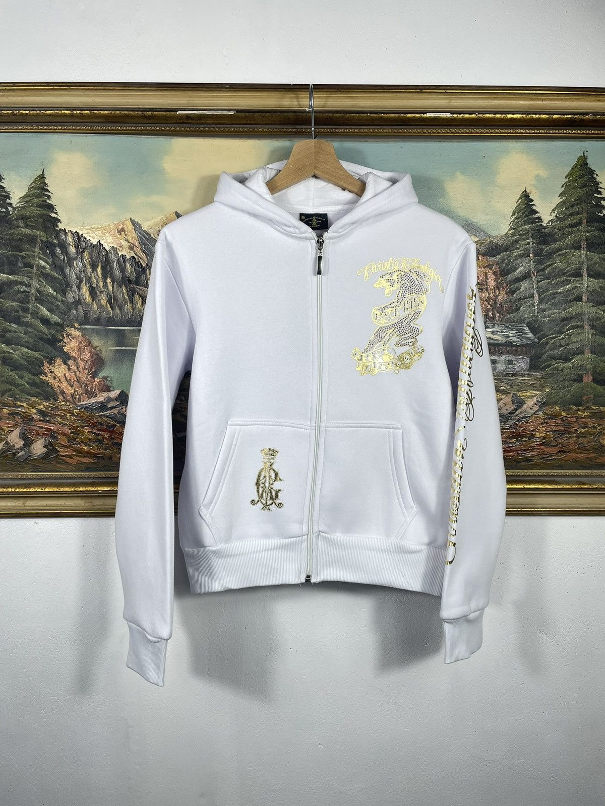 Christian Audigier × Ed Hardy × Vintage Ed Hardy Retro 00s Hoodie With Crystals Affliction Grunge Size M / US 6-8 / IT 42-44 - 2 Thumbnail