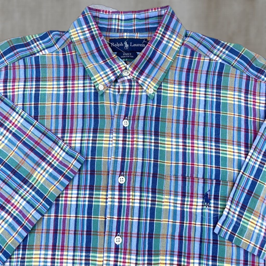 Ralph Lauren VINTAGE Ralph Lauren Men XL Button-Up Shirt Plaid Short Sleeve Blue Pink Casual Office Party Size US XL / EU 56 / 4 - 1 Thumbnail
