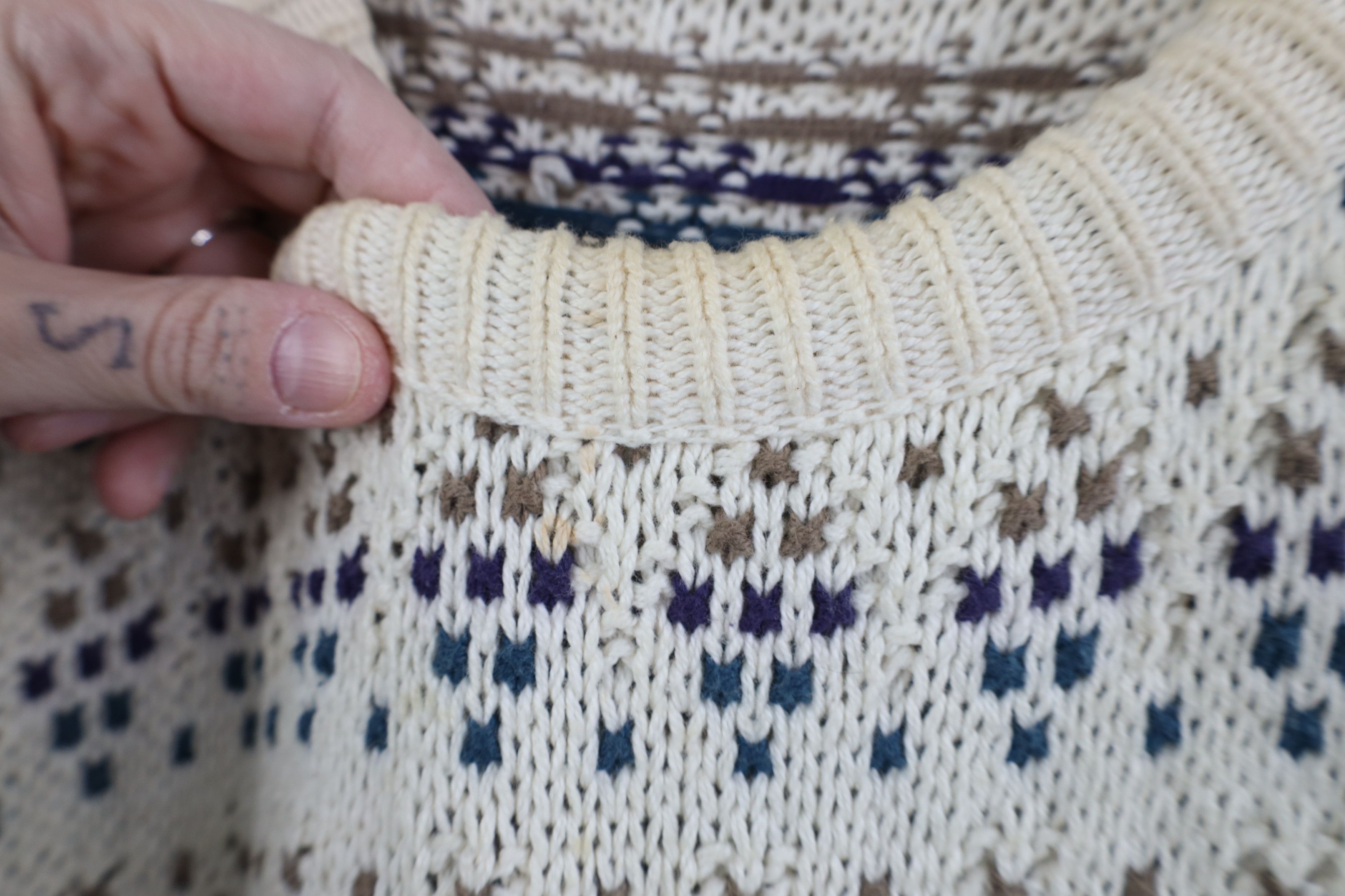 Eddie Bauer Vintage 90s Eddie Bauer Cotton Geometric Knit Sweater USA Size US L / EU 52-54 / 3 - 4 Thumbnail