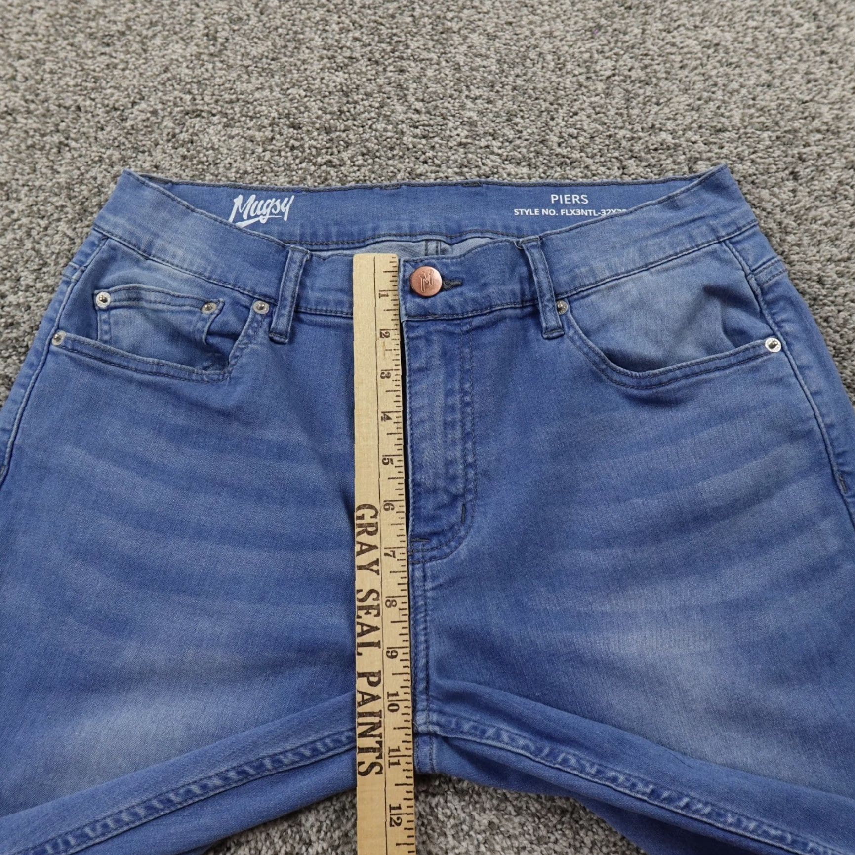 Denime Mugsy Jeans Mens 32X32 Dark Blue Denim Piers Straight Stretch Preppy Flex Jeans Adult Regular Blue 32 Inseam 5-Pocket Size US 32 / EU 48 - 4 Thumbnail