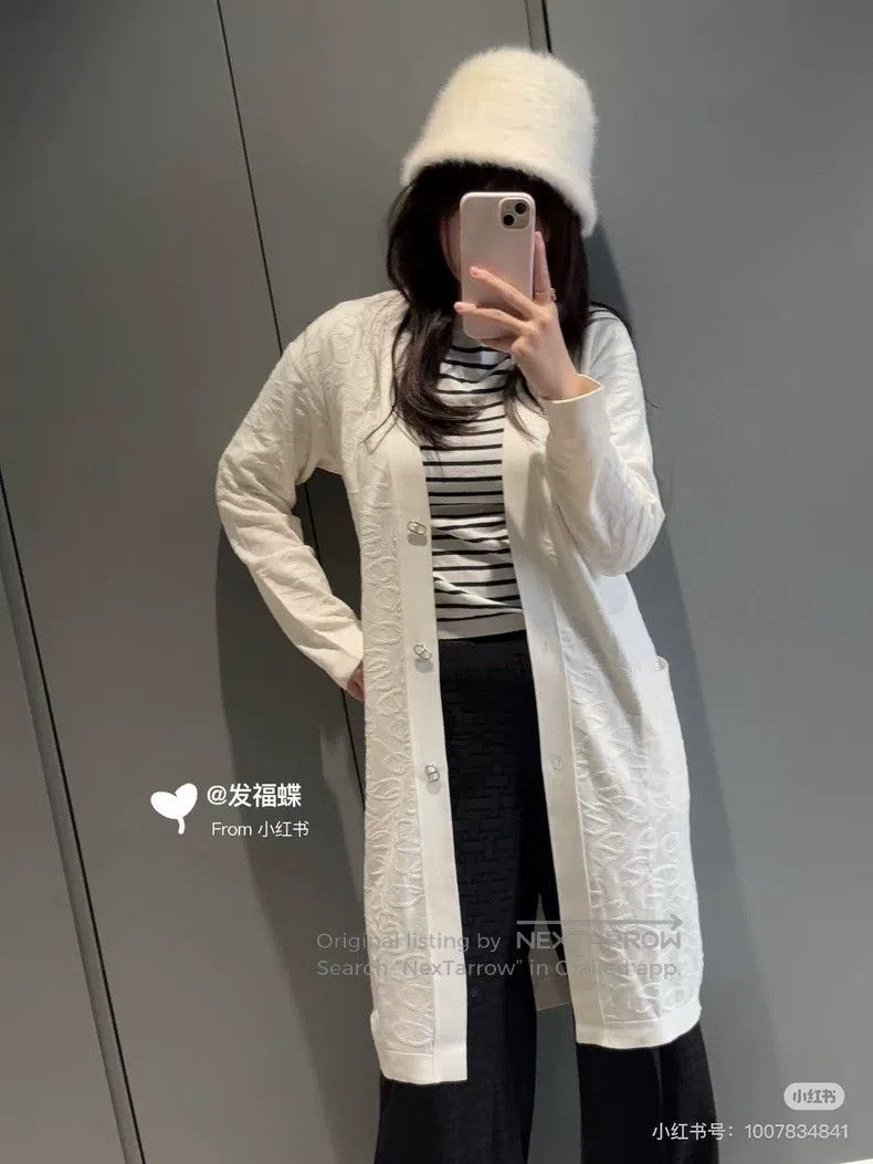 Hermes Hermes White Pig Nose Subtle Logo Long Cardigan Size XS / US 0-2 / IT 36-38 - 7 Thumbnail