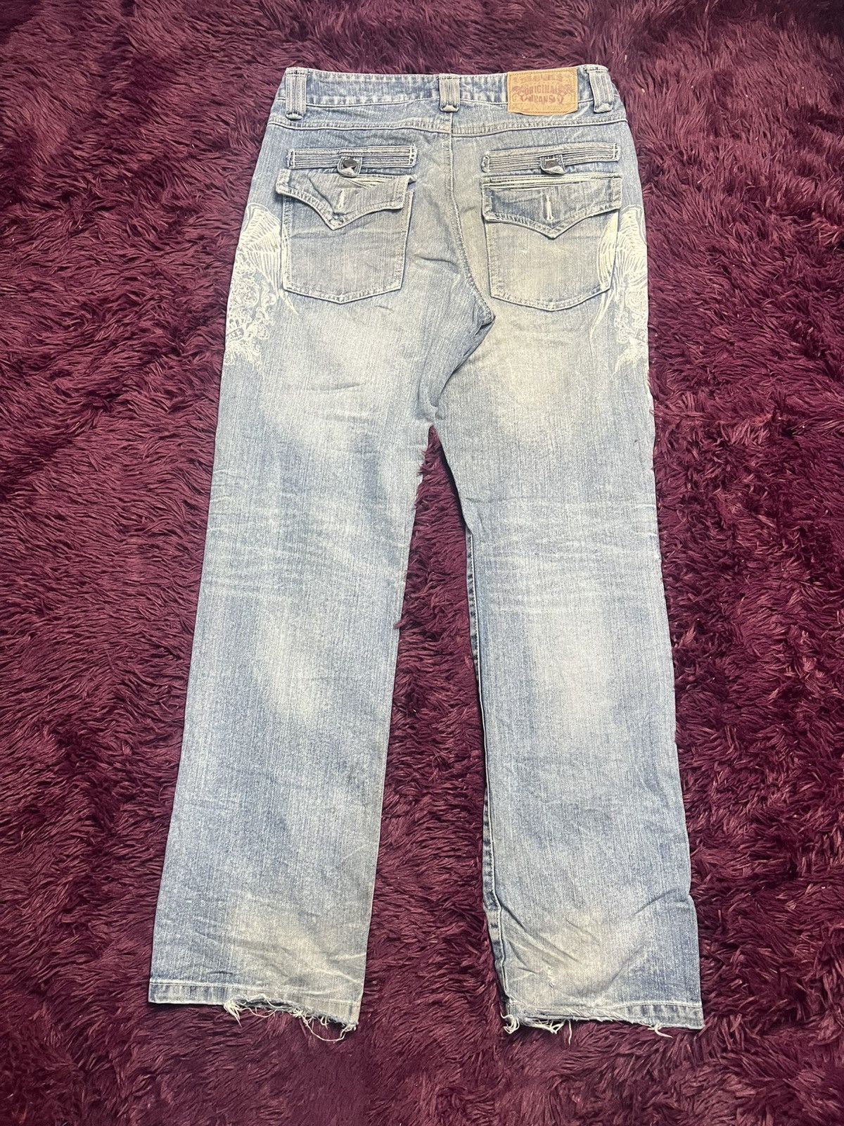 Japanese Brand Y2K Winged Skull Graphic Jeans Japanese Streetwear Denim(45) Size US 33 - 2 Thumbnail