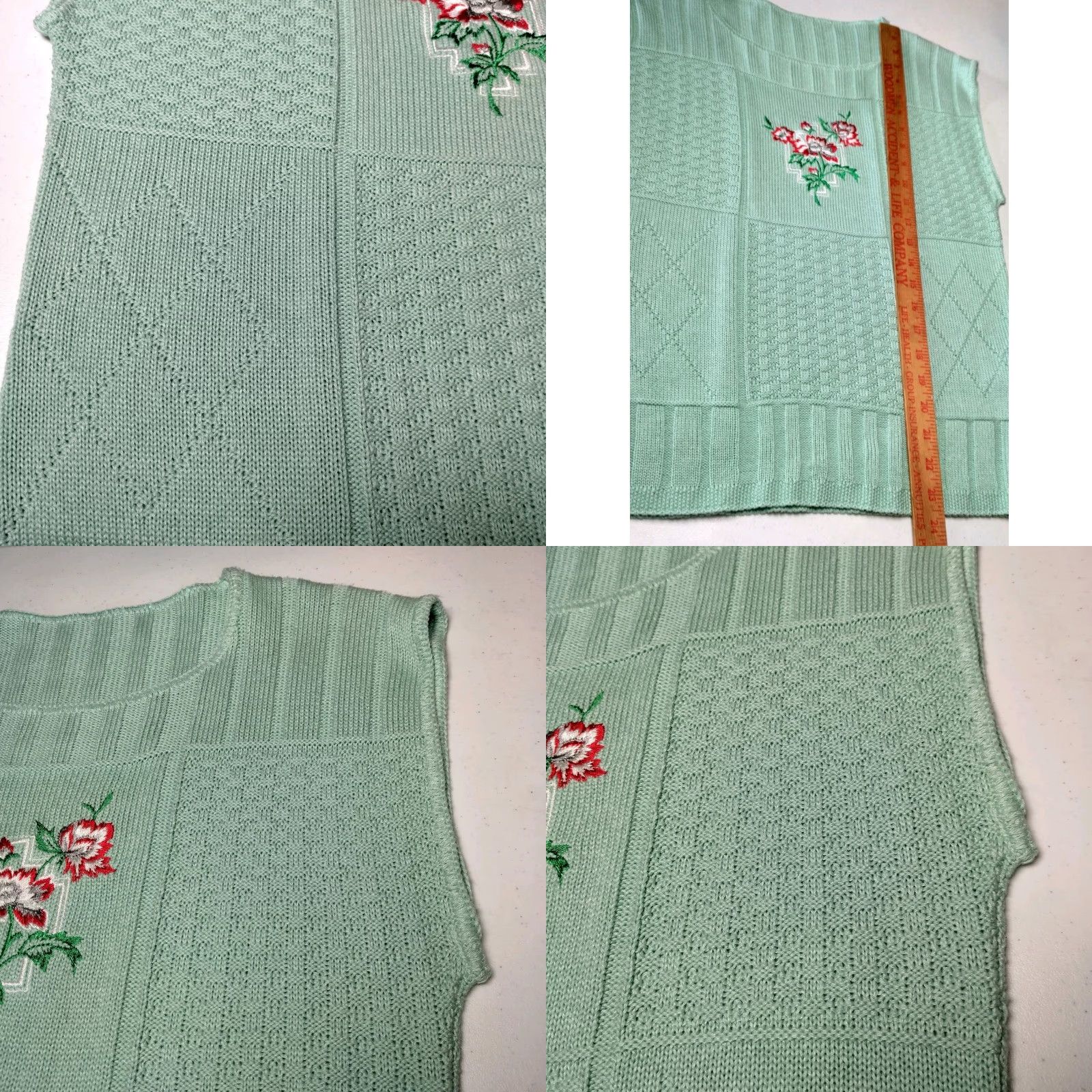 Vintage VINTAGE Embroidered Flower Sweater Vest Women’s Small Mint Green Grannycore Size S / US 4 / IT 40 - 8 Thumbnail