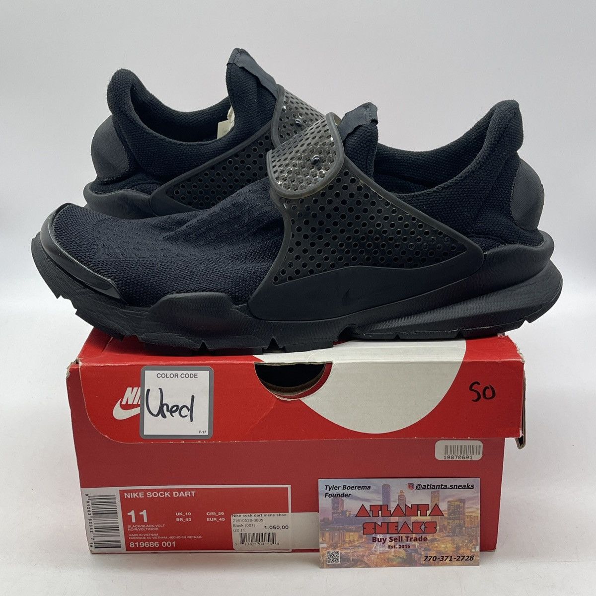 Nike Sock dart triple black Size US 11 / EU 44 - 1 Thumbnail
