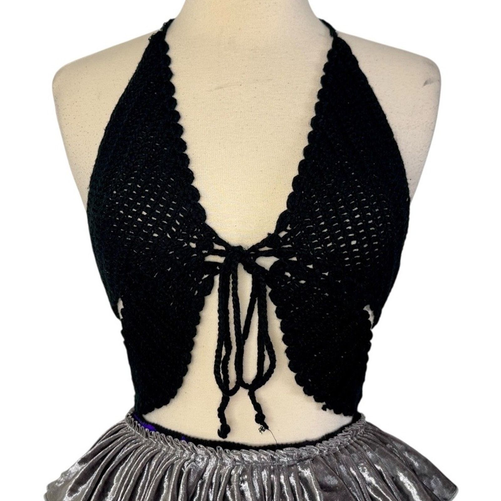 Other Y2K Crochet Butterfly Top Velvet Mesh Tutu Cyberpunk OS Size 32" / US 10 / IT 46 - 5 Thumbnail