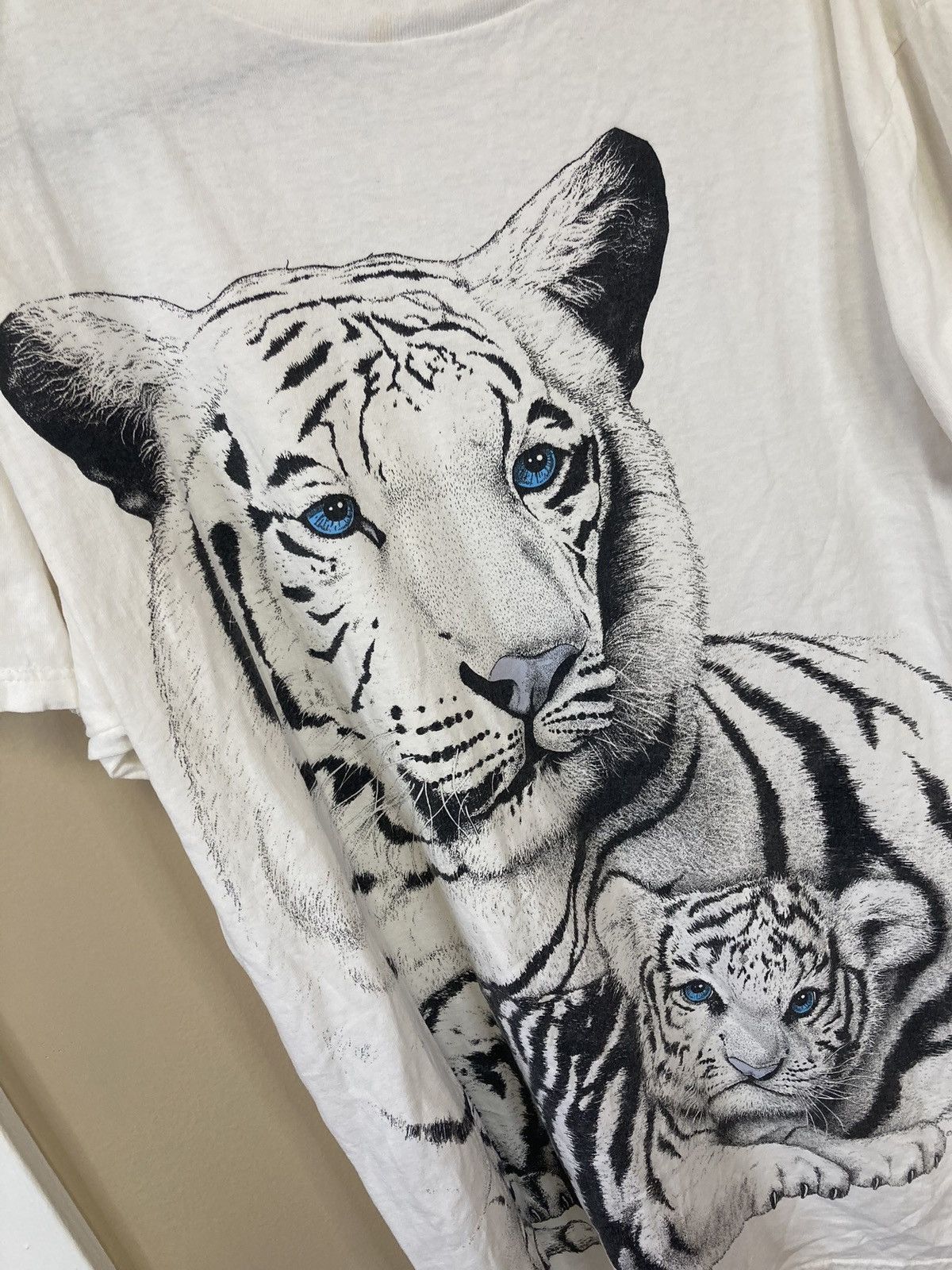 Vintage 90’s Busch store Gardens All-Over Print White Tiger Shirt