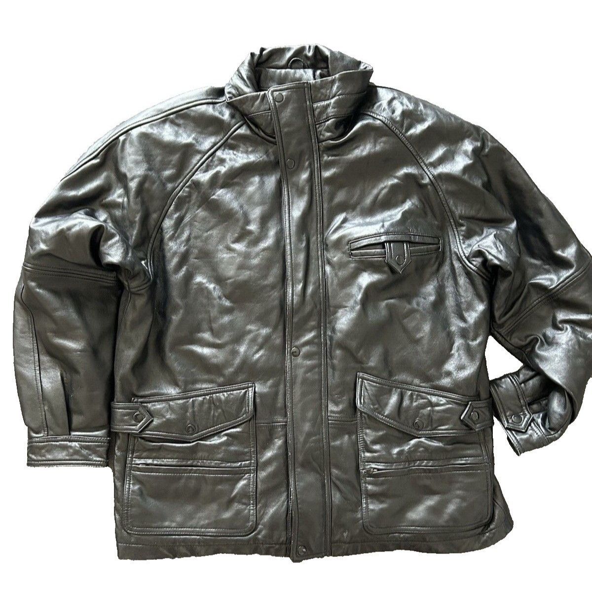 Express Express SIZE 54 Men's black genuine leather winter coat clas Size US L / EU 52-54 / 3 - 1 Thumbnail