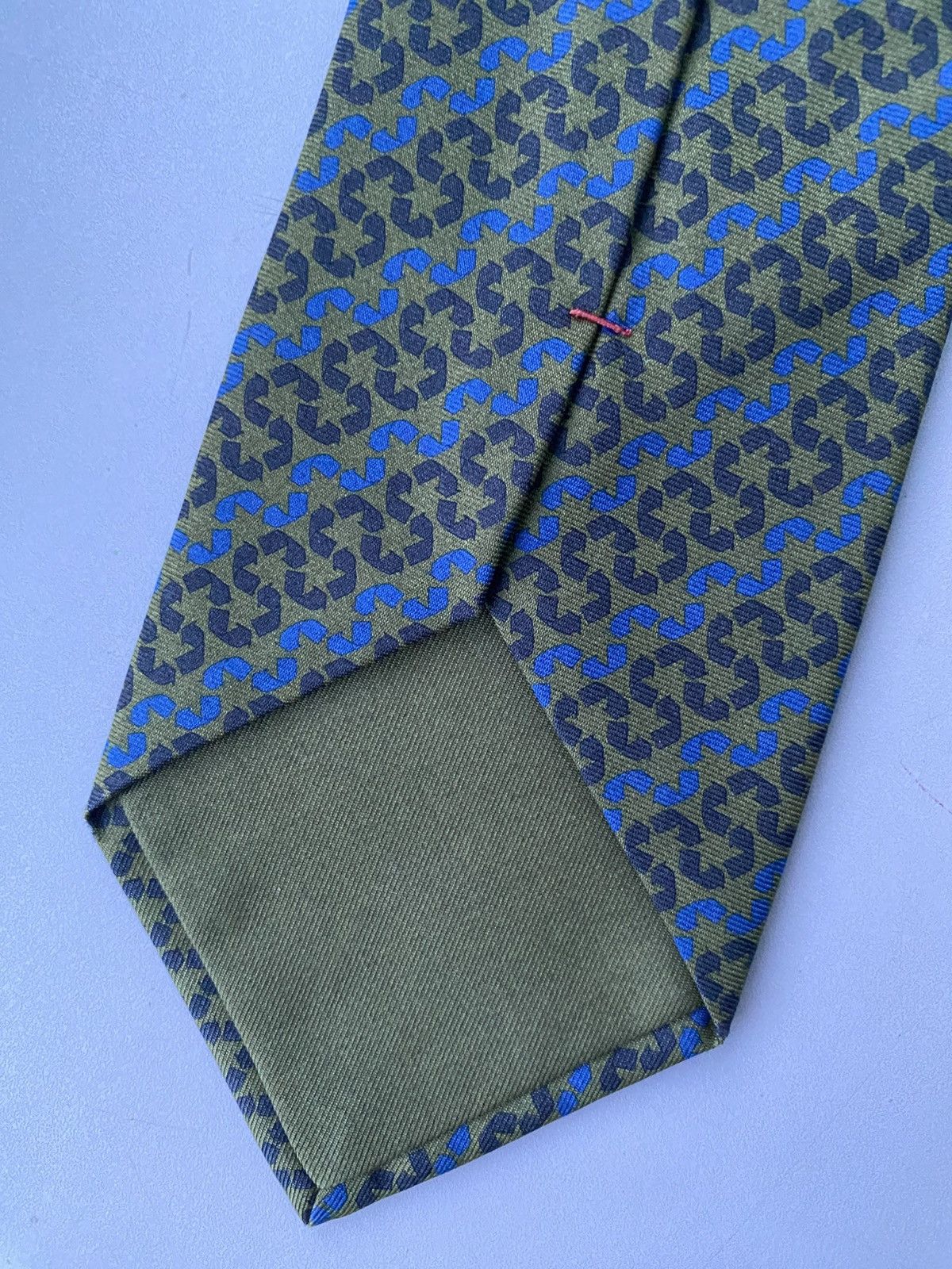 Hermes Hermes Tie 645668 EA 100% Silk Khaki Grey Blue France Luxury Size ONE SIZE - 5 Thumbnail