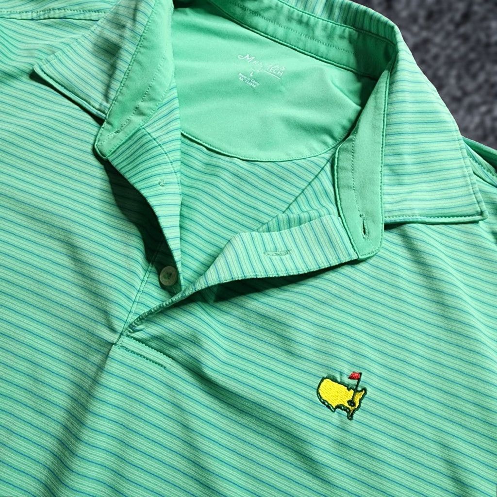 Vintage Masters Tech Polo Shirt Mens Large Golf Green Striped Short Sleeve Performance Size US L / EU 52-54 / 3 - 1 Thumbnail