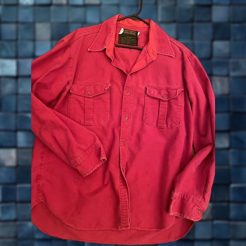 VINTAGE Eddie Bauer Flannel Shirt Men XL Red Casual Workwear Cold Weather Heavyweight Made in USA